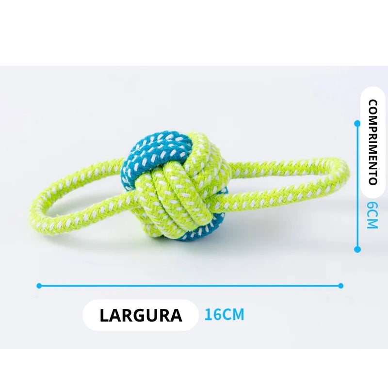Brinquedo de corda para cachorro, fortalece musculo do pescoço e da mordida.