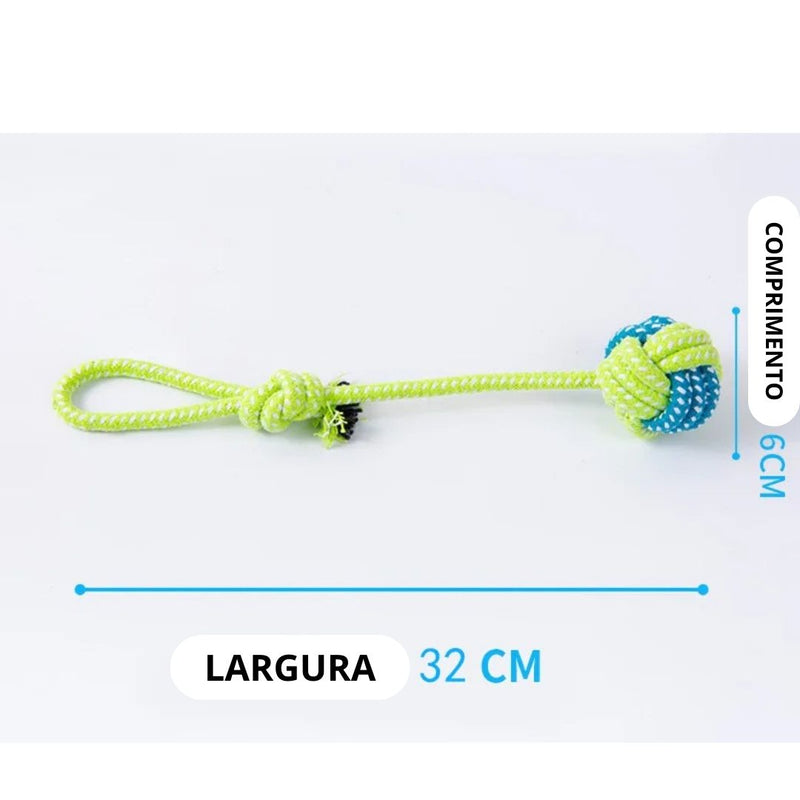Brinquedo de corda para cachorro, fortalece musculo do pescoço e da mordida.