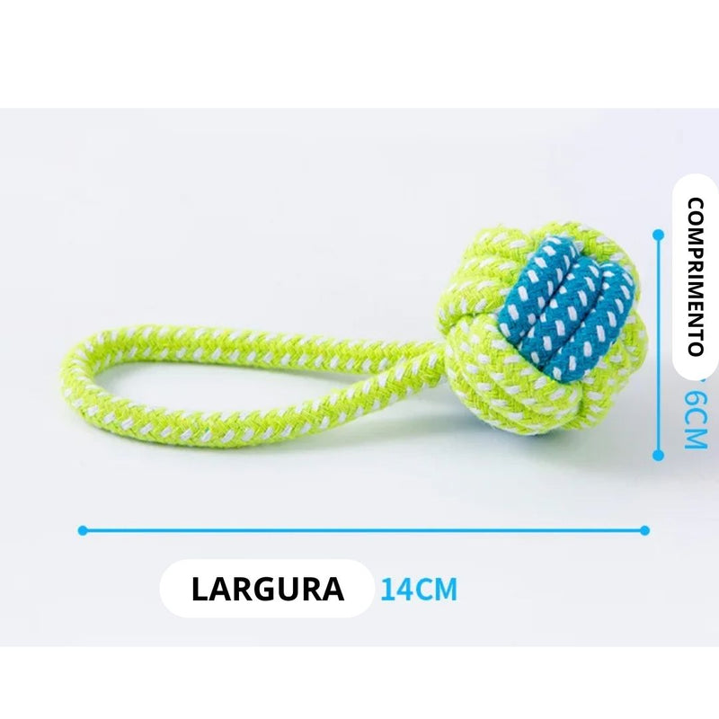 Brinquedo de corda para cachorro, fortalece musculo do pescoço e da mordida.